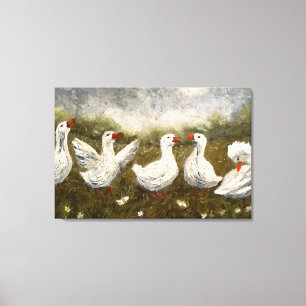 Stille Kwak: Witte Eend Sterrennacht Gans Canvas Afdruk