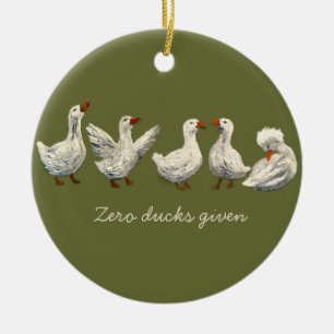 Stille Kwak: Witte Eend Sterrennacht Gans Keramisch Ornament