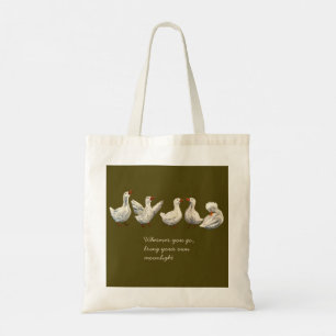 Stille Kwak: Witte Eend Sterrennacht Gans Tote Bag