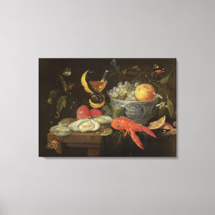 stille levenscyclus met fruit en schelpdieren, 165 canvas afdruk
