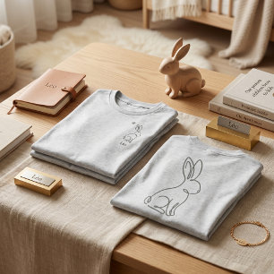Stille Luxe Lijnkunst Konijn Sage Groen Kinderen N Tri-Blend Shirt