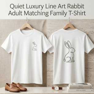 Stille Luxe Lijnkunst Konijn Volwassenen Matching T-shirt