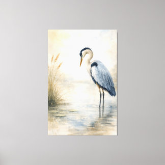 Stille Moerasreiger | Blauwe Reiger | Opgespannen  Canvas Afdruk