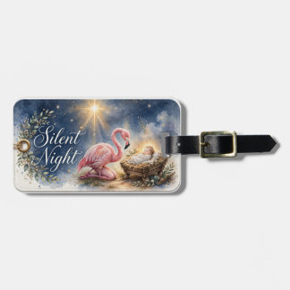 Stille Nacht Flamingo Kerststal Bagagetailie Bagagelabel