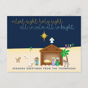 Stille Nacht Geboorte Stabiele Scene Kerstmis Feestdagenkaart