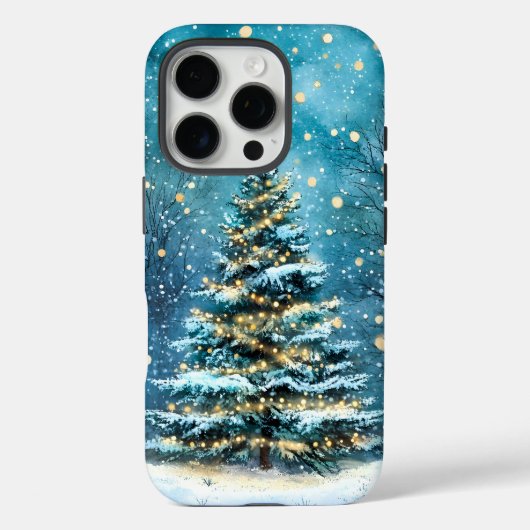 Stille Nacht Gloeiende Kerstboom Woud Case-Mate iPhone Case (Achterkant)