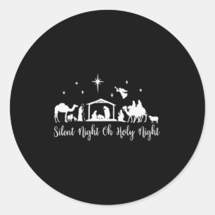 Stille Nacht Heilige Nacht Kerststal Religieus C Ronde Sticker
