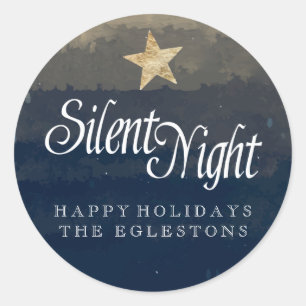 Stille Nacht, Heilige Nacht Waterverf Ronde Sticker