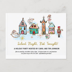 Stille nacht - kerstfeest pyjama uitnodiging briefkaart