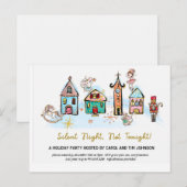 Stille nacht - kerstfeest pyjama uitnodiging briefkaart (Voorkant / Achterkant)
