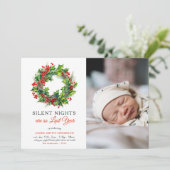 Stille Nacht Kerstfoto Baby Geboorte Aankondiging (Staand voorkant)