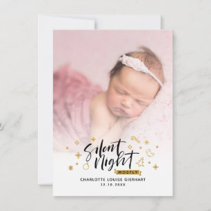 Stille nacht Kerstmis foto geboorte aankondiging