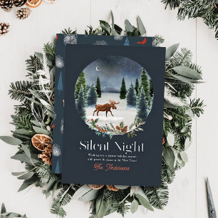 Stille nacht Moose Winter nacht Bos Kerstmis Folie Feestdagenkaart