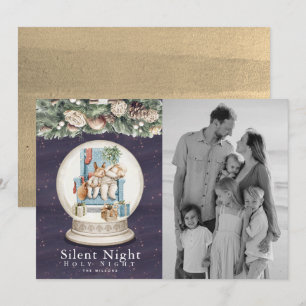 Stille nacht Slapen Dieren Sneeuw Grobe Foto Feestdagenkaart