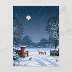 Stille Nacht Winterlandschap Kerstkaart Briefkaart