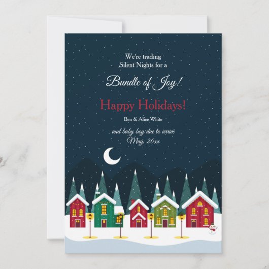 Stille Nacht Zwangerschapsaankondiging Kerstkaart (Voorkant)
