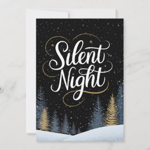 Stille Nacht Zwart en Goud Niet-Denominationeel Feestdagenkaart