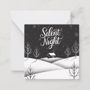 Stille Nacht Zwart-Wit Mini Kerst Kaart Notitiekaartje