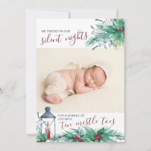 Stille nachten voor Ten Mistle Toes Holiday Birth Aankondiging
