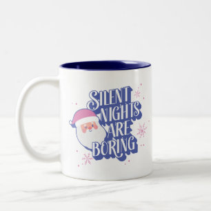 Stille nachten zijn saai grappig knipogen Santa Em Tweekleurige Koffiemok