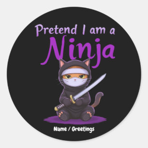 Stille Ninja Kat Gemaskerde Kitty Krijger Plezier Ronde Sticker