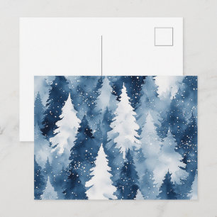 Stille Pijnbomen Winter Bos Feestdagenkaart