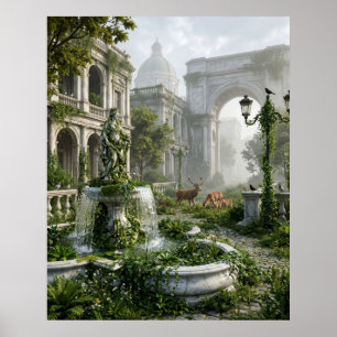 Stille plein met wilde dieren poster