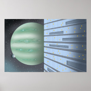Stille ruimtehaven met uitzicht op een onbekende p poster