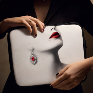 Stille Schoonheid – Monochrome Houtskoolkunst met Laptop Sleeve