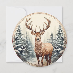 Stille sneeuwval - een kerstmoment in het bos feestdagenkaart