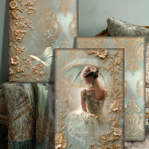 Stille Verlangen Vintage Ballerina Barok Victoriaa Inpakpapier Vel