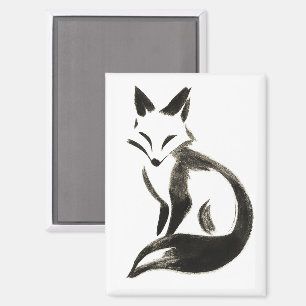 Stille Vos – Minimalistisch Inktenpenseelontwerp o Magneet