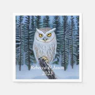 Stille Wacht - Noordelijke Winterbossen Grijze Uil Servet