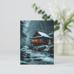 Stille Winter: Stille Tempel aan de Winterrivier Briefkaart