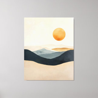 Stille Zon Over Gelaagde Horizonten Canvas Afdruk