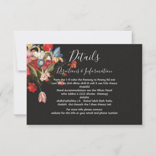 Stilleven Bloemen bruiloft Details en info kaart (Voorkant)