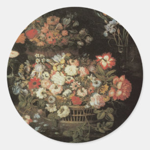 Stilleven bloemen,  Floral Baroque Ronde Sticker