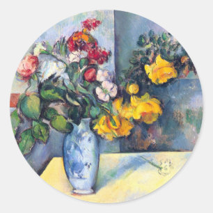 Stilleven Bloemen in een Vaas Door Paul Cezanne Ronde Sticker