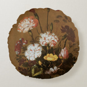 Stilleven Bloemen in Vaas, Vintage Barok Rond Kussen