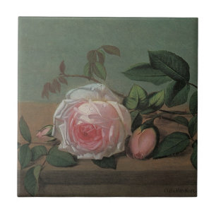 Stilleven Bloemen op een Richel door Otto Ottesen Tegeltje