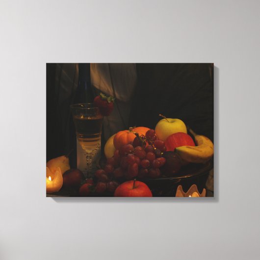 Stilleven / fruit en wijn canvas afdruk (Voorkant)