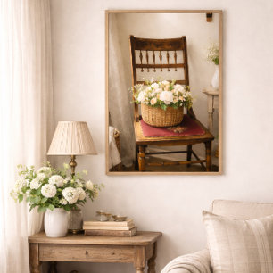 Stilleven in Frans landelijk huis met bloemen en k Poster