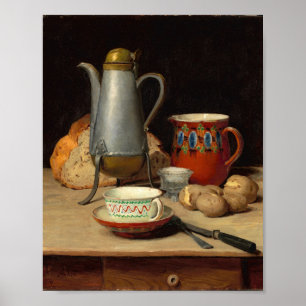 Stilleven, koffie en aardappelen Albert Anker Poster
