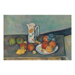 Stilleven, Melkkan en Fruit op een Tafel, Cezanne Foto Afdruk