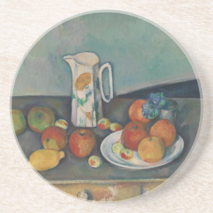 Stilleven, Melkkan en Fruit op een Tafel, Cezanne Zandsteen Onderzetter