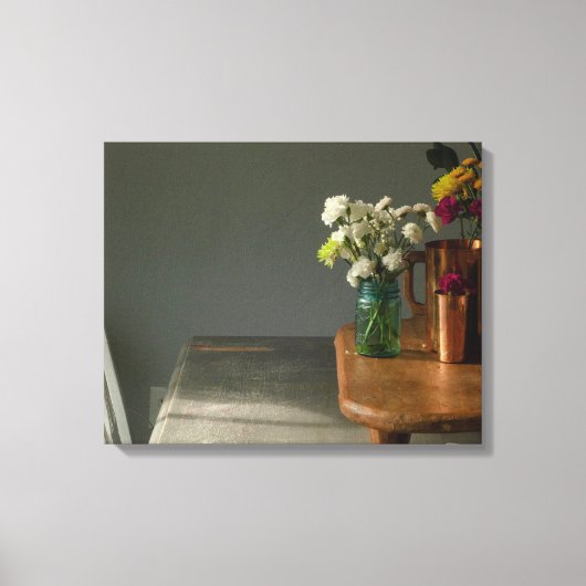 Stilleven met blauw glas canvas afdruk (Voorkant)