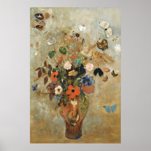 Stilleven met bloemen door Odilon Redon. Poster
