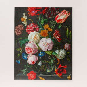 Stilleven met bloemen in een glazen vaas de Heem Legpuzzel