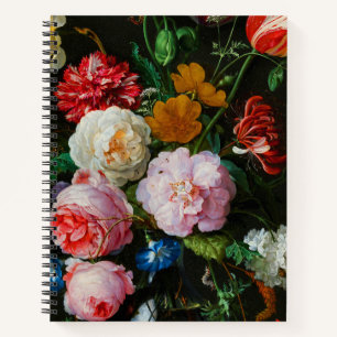 Stilleven met bloemen in een glazen vaas notitieboek