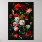 Stilleven met bloemen in een glazen vaas poster (Voorkant)